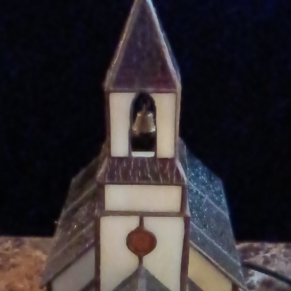 Vintage Tiffany Style Stained Glass Light Up Church - Picture 4 of 14